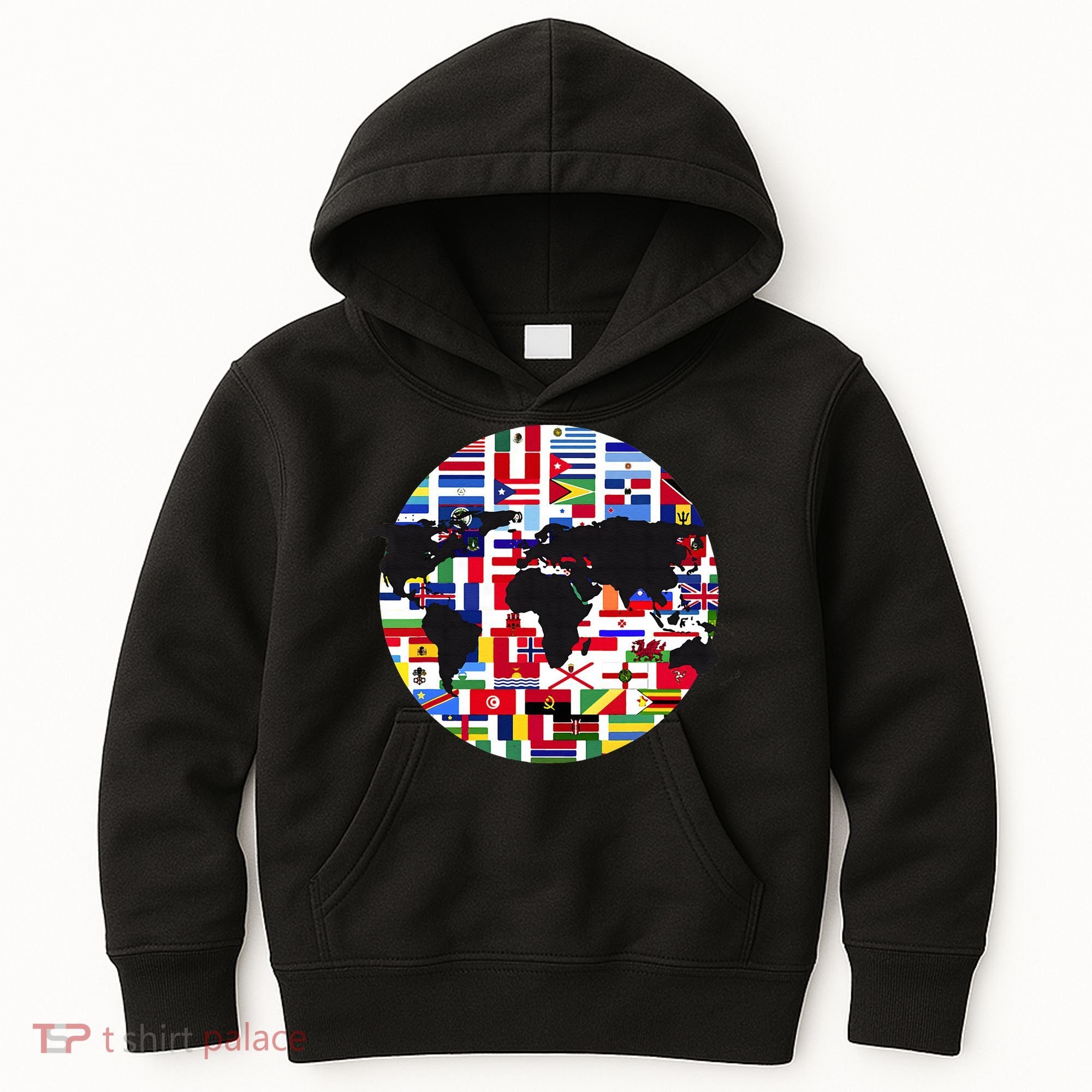 World Map International Country Flags Traveling World Flags Kids Hoodie
