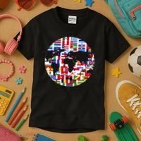 World Map International Country Flags Traveling World Flags Kids T-Shirt thumb 3