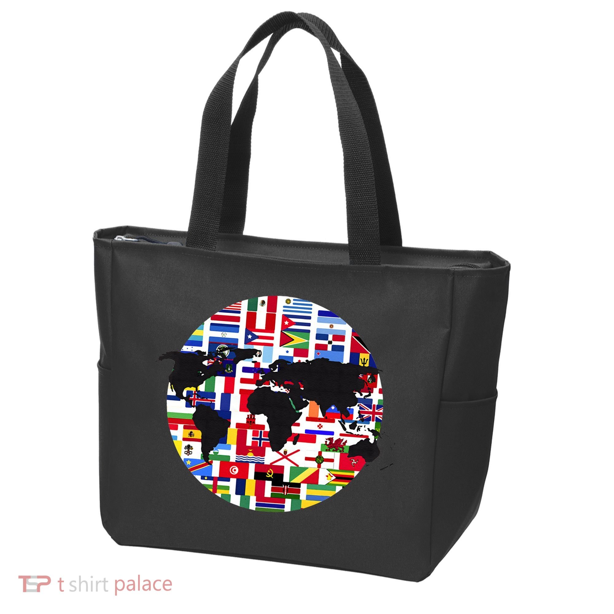 World Map International Country Flags Traveling World Flags Tote Bag