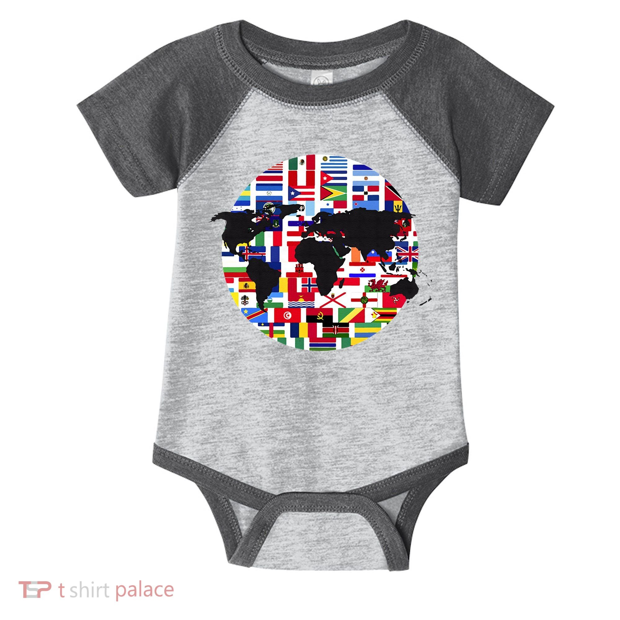 World Map International Country Flags Traveling World Flags Infant Baby Jersey Bodysuit