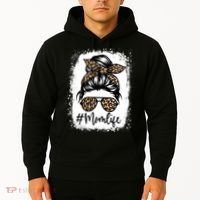 Women Mom Life Bleached Mom Life Leopard Messy Bun Hoodie thumb 2