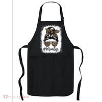 Women Mom Life Bleached Mom Life Leopard Messy Bun Apron thumb 0