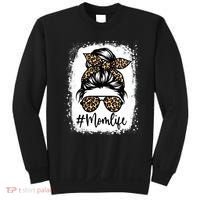 Women Mom Life Bleached Mom Life Leopard Messy Bun Sweatshirt thumb 0