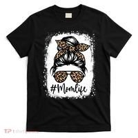 Women Mom Life Bleached Mom Life Leopard Messy Bun T-Shirt thumb 0