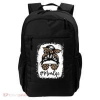 Women Mom Life Bleached Mom Life Leopard Messy Bun Backpack thumb 0
