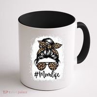 Women Mom Life Bleached Mom Life Leopard Messy Bun Coffee Mug thumb 1