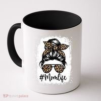 Women Mom Life Bleached Mom Life Leopard Messy Bun Coffee Mug thumb 0