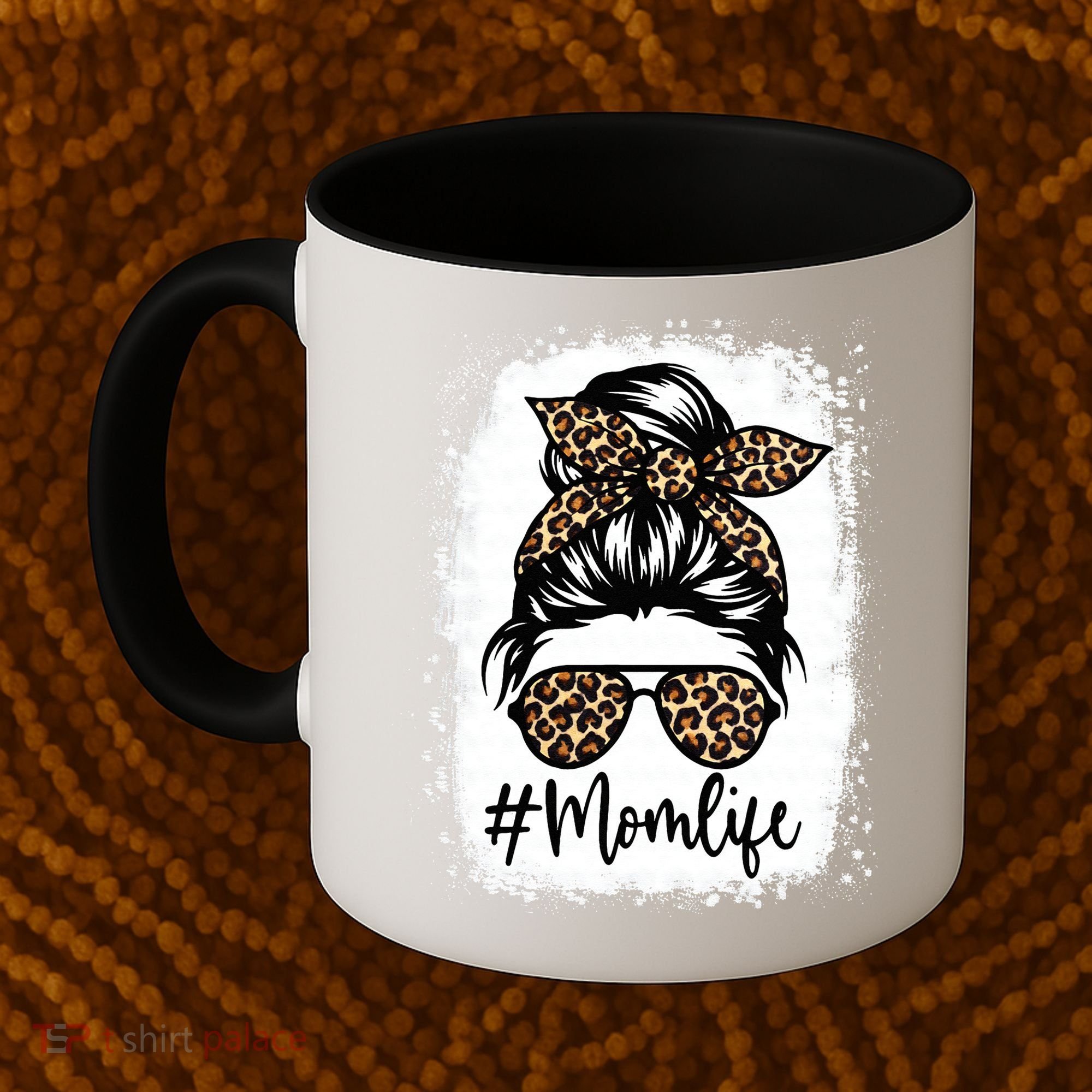 Women Mom Life Bleached Mom Life Leopard Messy Bun Coffee Mug