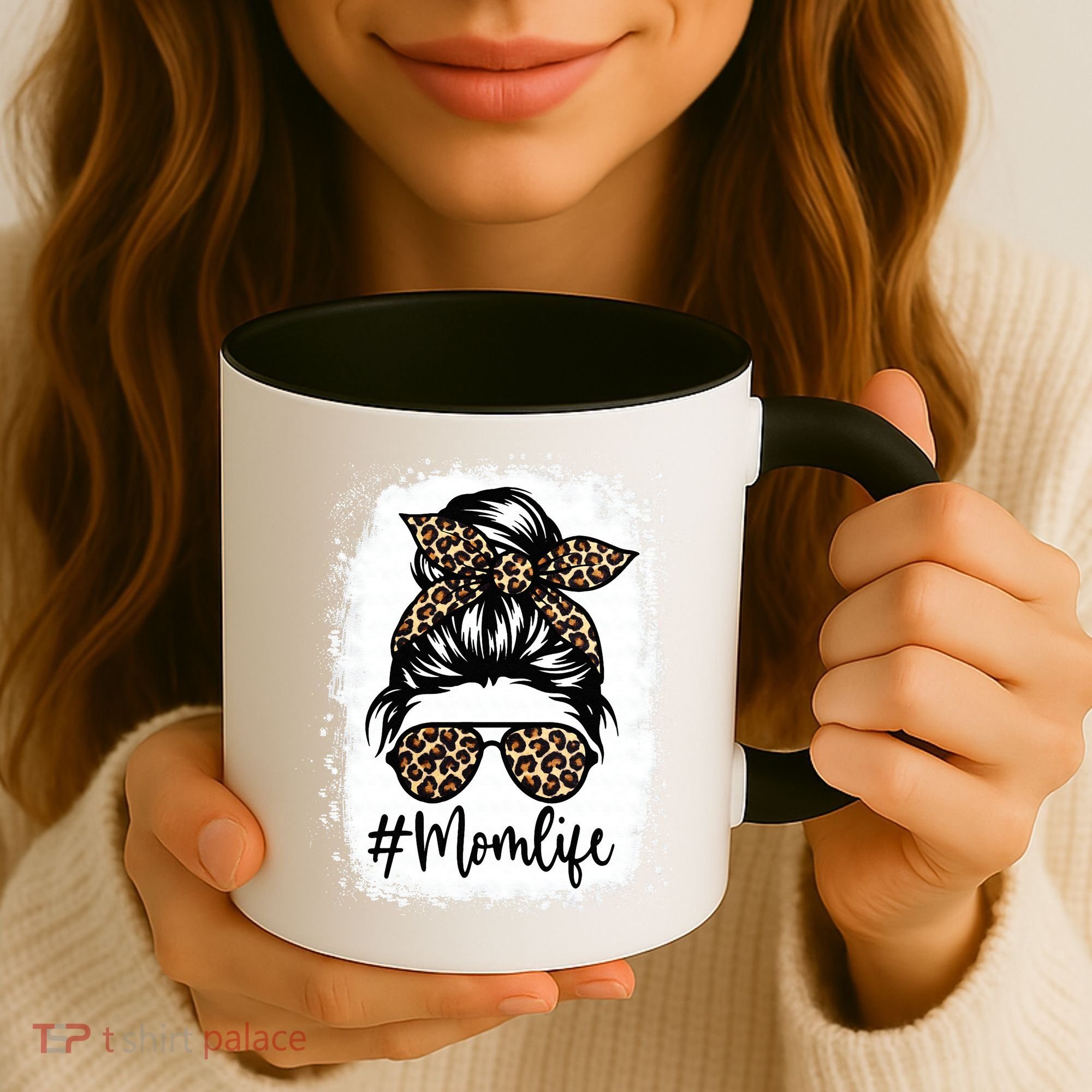 Women Mom Life Bleached Mom Life Leopard Messy Bun Coffee Mug
