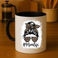 Women Mom Life Bleached Mom Life Leopard Messy Bun Coffee Mug thumb 4