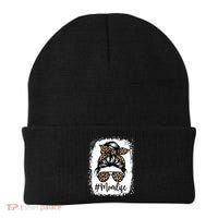 Women Mom Life Bleached Mom Life Leopard Messy Bun Beanie thumb 0
