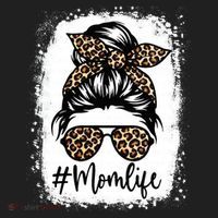Women Mom Life Bleached Mom Life Leopard Messy Bun Beanie thumb 2