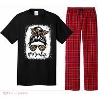 Women Mom Life Bleached Mom Life Leopard Messy Bun Pajama Set thumb 0
