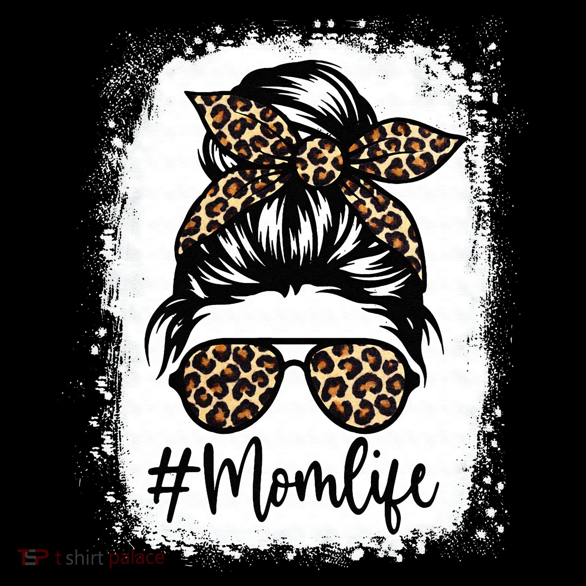 Women Mom Life Bleached Mom Life Leopard Messy Bun Women's Hoodie