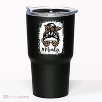 Women Mom Life Bleached Mom Life Leopard Messy Bun Tumbler thumb 0