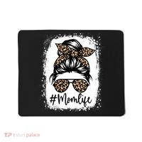 Women Mom Life Bleached Mom Life Leopard Messy Bun Mousepad thumb 0