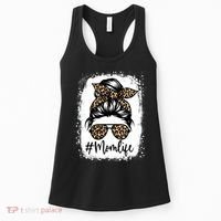 Women Mom Life Bleached Mom Life Leopard Messy Bun Women's Tank Top thumb 0