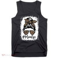 Women Mom Life Bleached Mom Life Leopard Messy Bun Tank Top thumb 0