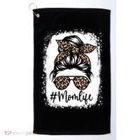 Women Mom Life Bleached Mom Life Leopard Messy Bun Golf Towel thumb 0