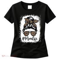 Women Mom Life Bleached Mom Life Leopard Messy Bun Women's T-Shirt thumb 0