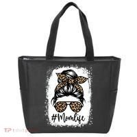 Women Mom Life Bleached Mom Life Leopard Messy Bun Tote Bag thumb 0