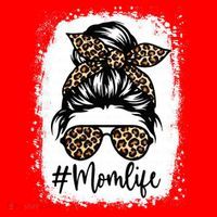 Women Mom Life Bleached Mom Life Leopard Messy Bun Santa Hat thumb 1