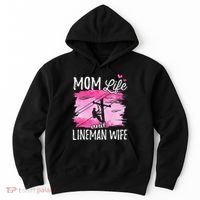 Women Mom Life And Lineman Wife Husband Electric Cable Hoodie thumb 0