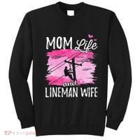 Women Mom Life And Lineman Wife Husband Electric Cable Sweatshirt thumb 0