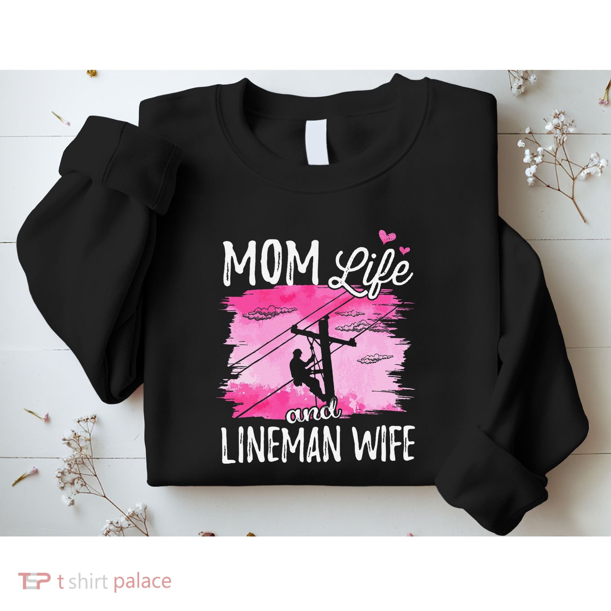 Women Mom Life And Lineman Wife Husband Electric Cable Sweatshirt