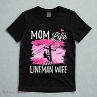 Women Mom Life And Lineman Wife Husband Electric Cable T-Shirt thumb 5