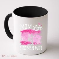Women Mom Life And Lineman Wife Husband Electric Cable Coffee Mug thumb 0