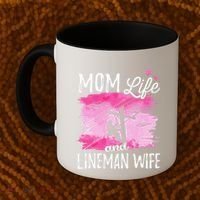 Women Mom Life And Lineman Wife Husband Electric Cable Coffee Mug thumb 2