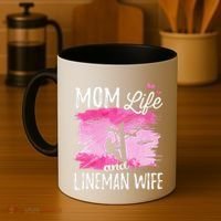 Women Mom Life And Lineman Wife Husband Electric Cable Coffee Mug thumb 4