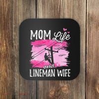 Women Mom Life And Lineman Wife Husband Electric Cable Coaster thumb 0