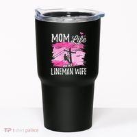 Women Mom Life And Lineman Wife Husband Electric Cable Tumbler thumb 0
