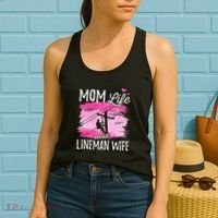 Women Mom Life And Lineman Wife Husband Electric Cable Women's Tank Top thumb 2