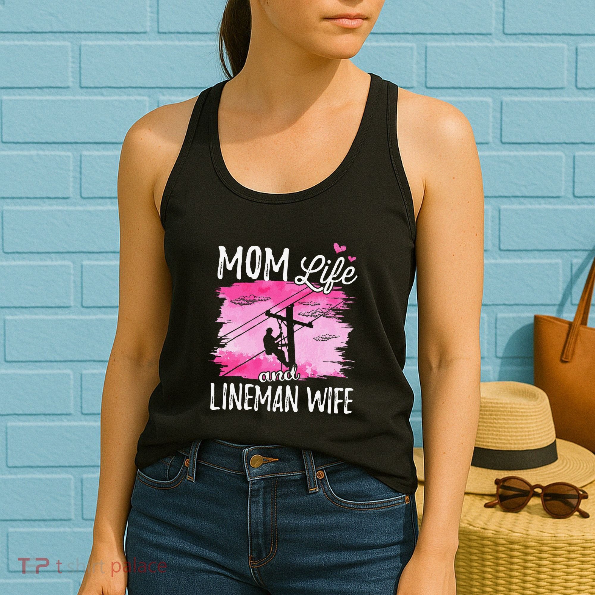 Women Mom Life And Lineman Wife Husband Electric Cable Women's Tank Top
