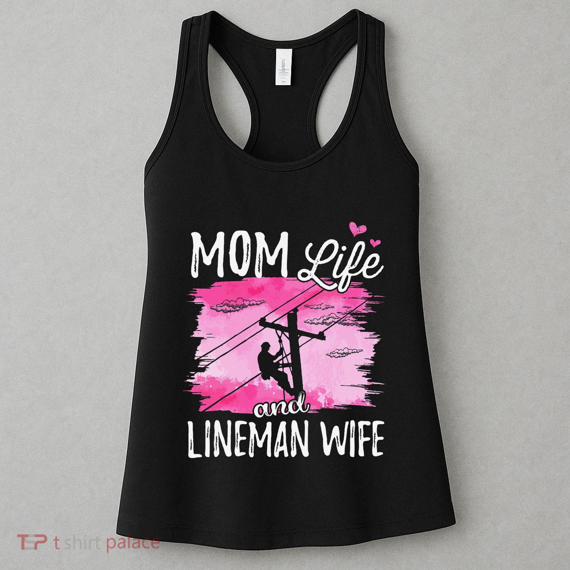 Women Mom Life And Lineman Wife Husband Electric Cable Women's Tank Top