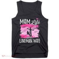 Women Mom Life And Lineman Wife Husband Electric Cable Tank Top thumb 0