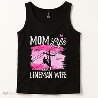 Women Mom Life And Lineman Wife Husband Electric Cable Tank Top thumb 2