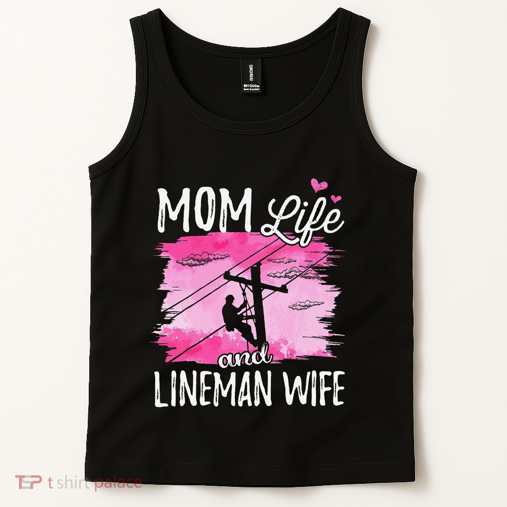 Women Mom Life And Lineman Wife Husband Electric Cable Tank Top
