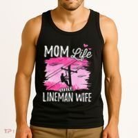 Women Mom Life And Lineman Wife Husband Electric Cable Tank Top thumb 3