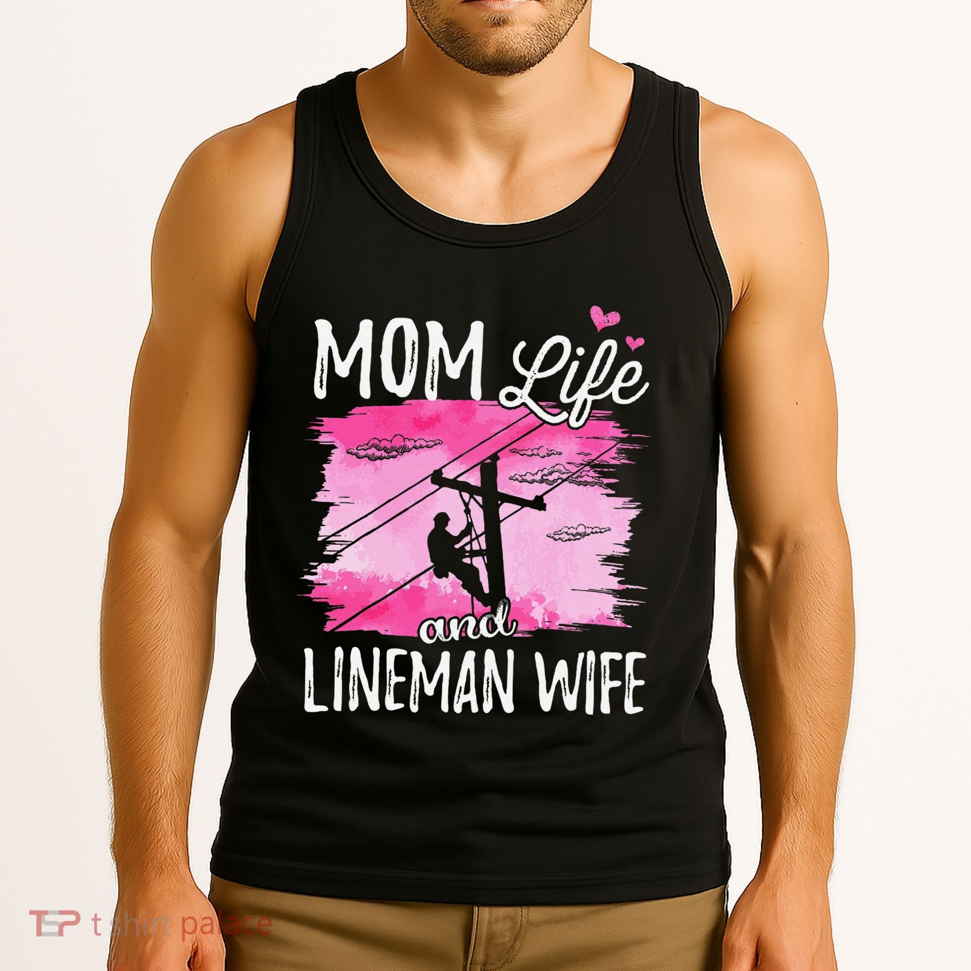 Women Mom Life And Lineman Wife Husband Electric Cable Tank Top