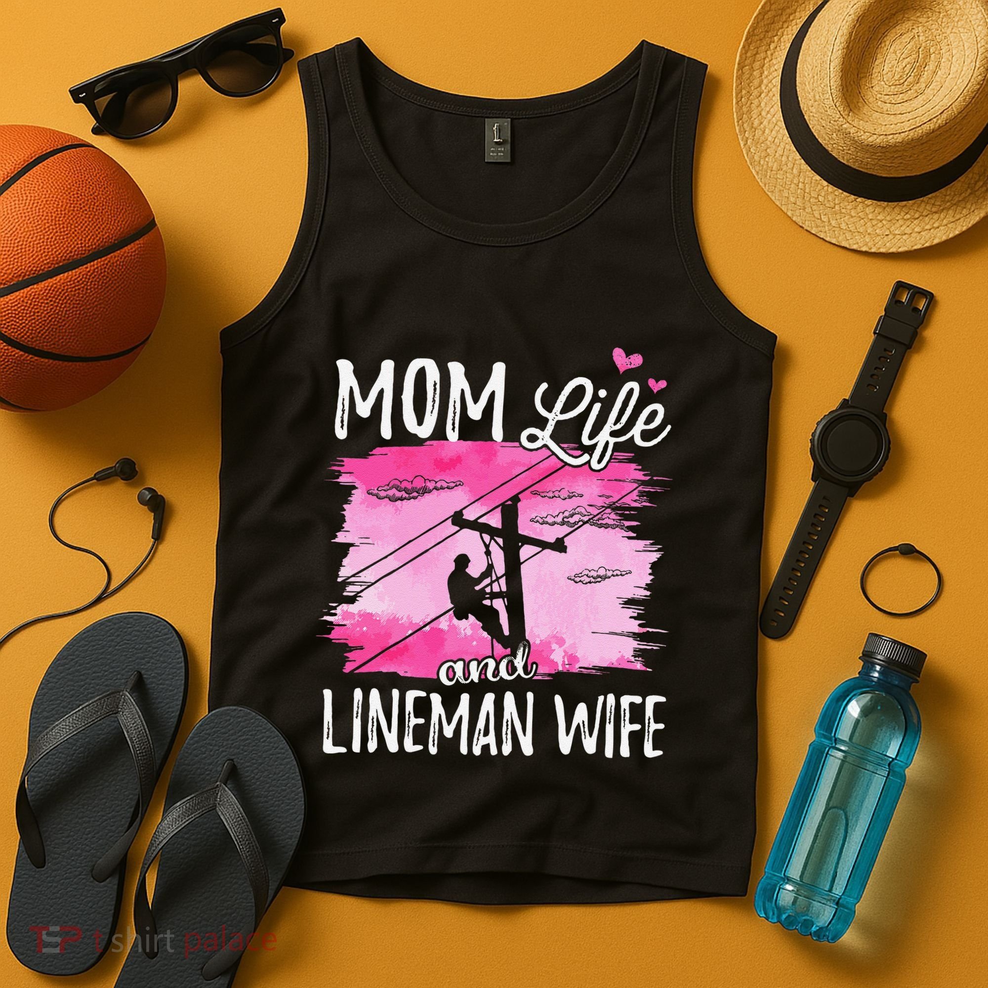 Women Mom Life And Lineman Wife Husband Electric Cable Tank Top