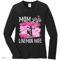 Women Mom Life And Lineman Wife Husband Electric Cable Women's Long Sleeve Shirt thumb 0