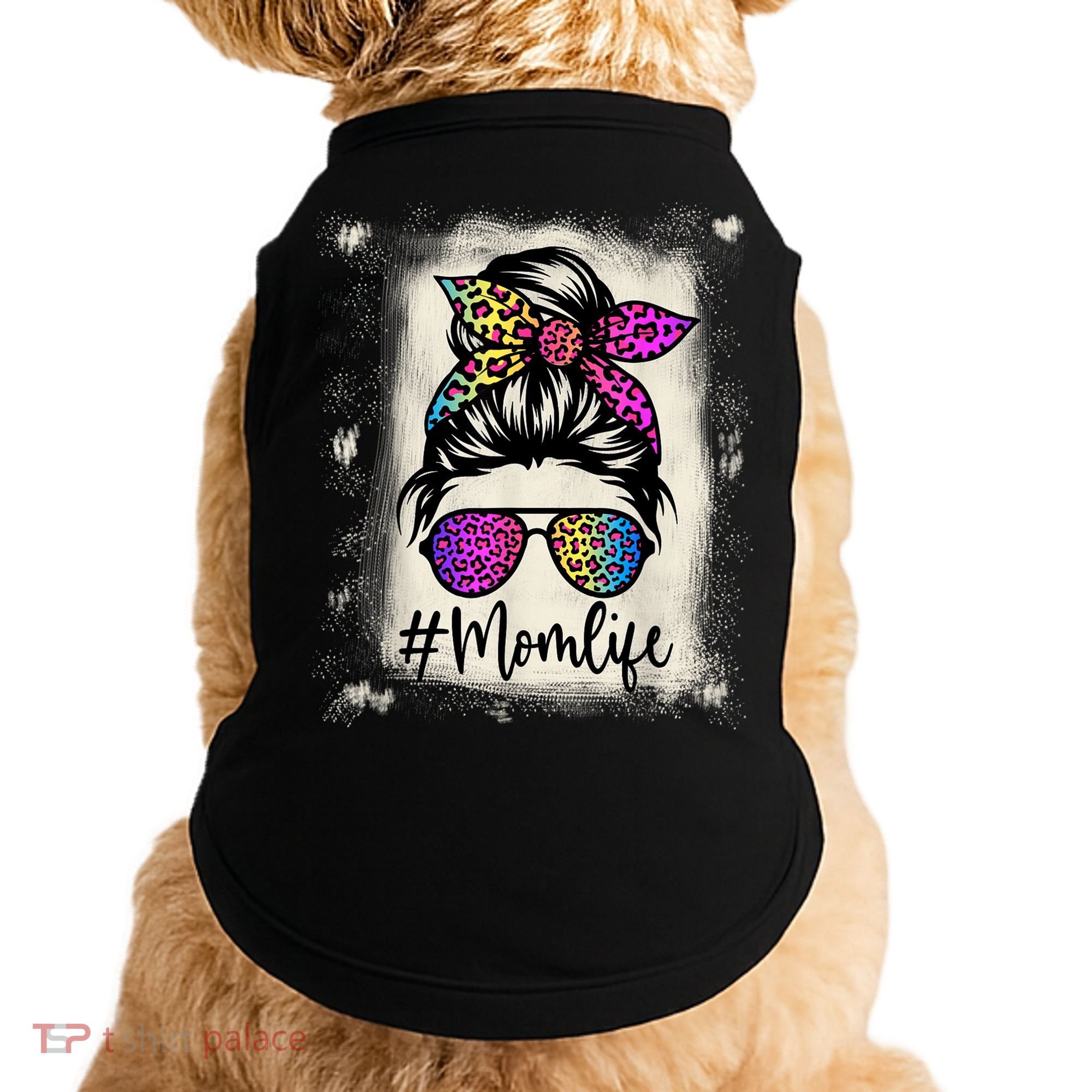 Womens Mom Life Bleached Rainbow Leopard Shirt Mama Mother Doggie Tank