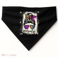 Womens Mom Life Bleached Rainbow Leopard Shirt Mama Mother USA-Made Doggie Bandana thumb 0