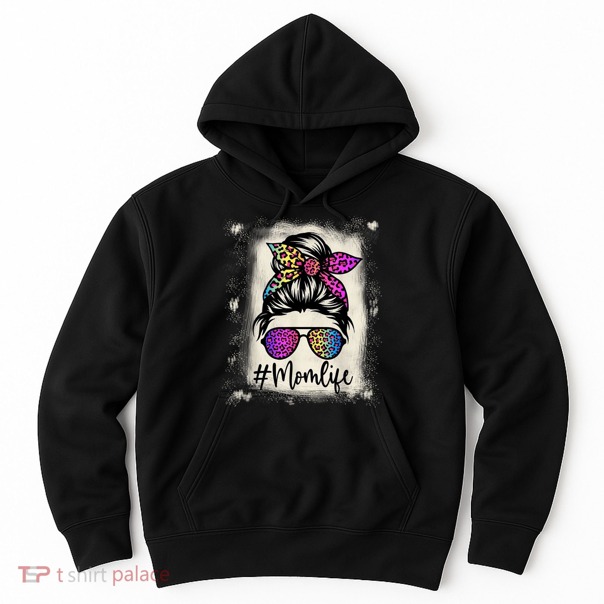 Womens Mom Life Bleached Rainbow Leopard Shirt Mama Mother Hoodie