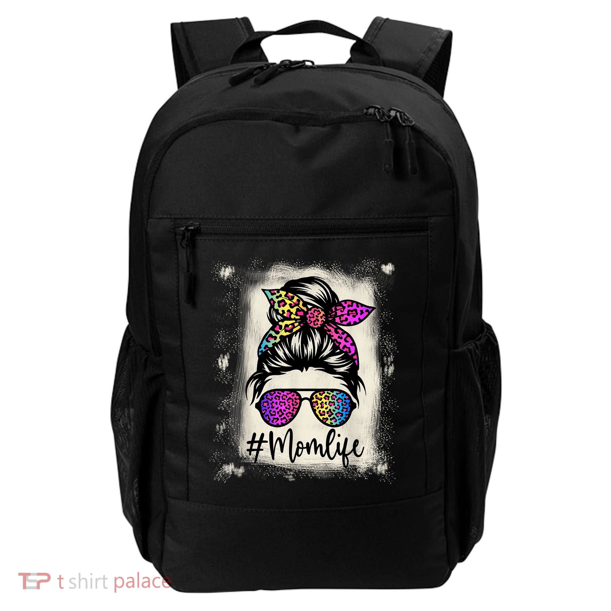 Womens Mom Life Bleached Rainbow Leopard Shirt Mama Mother Backpack