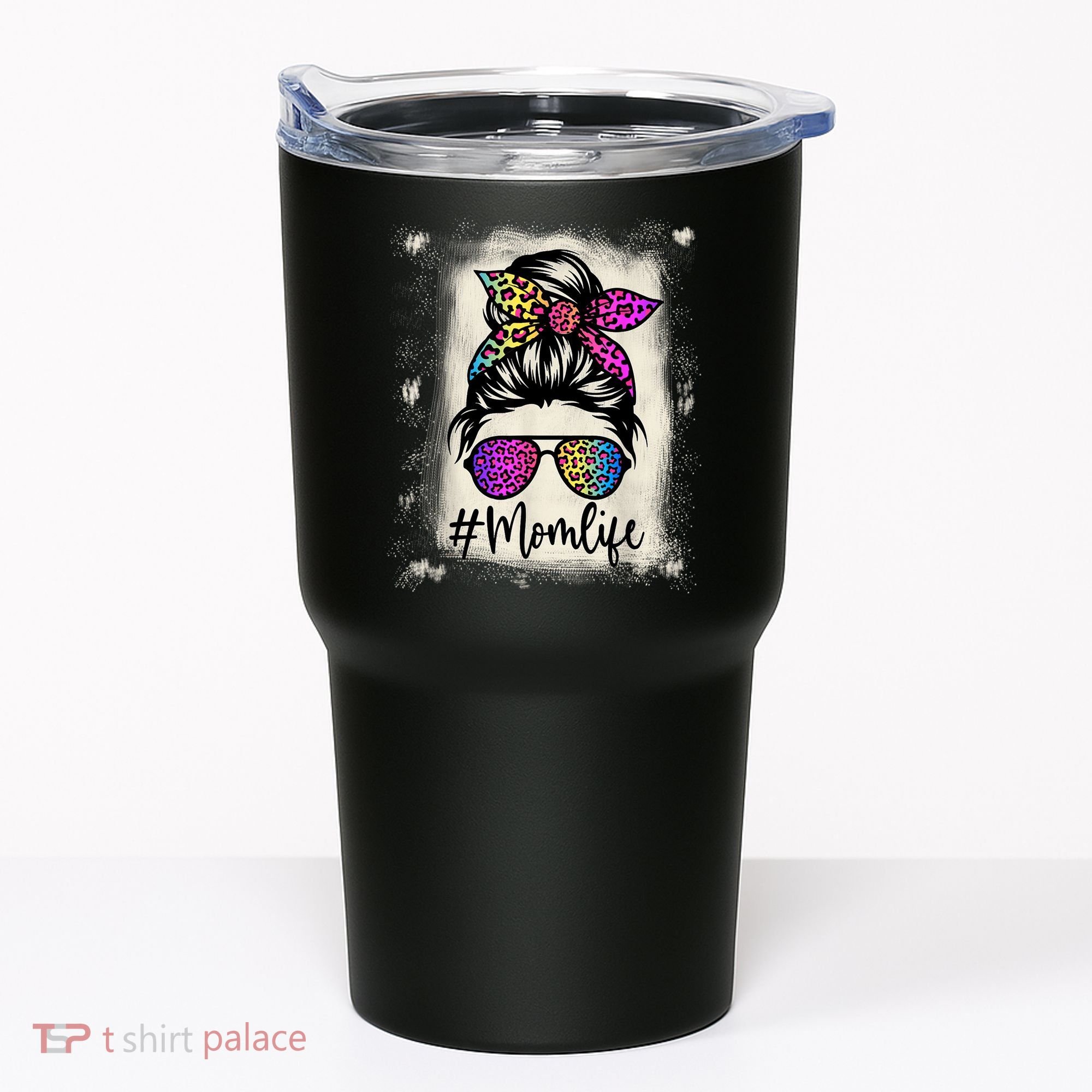 Womens Mom Life Bleached Rainbow Leopard Shirt Mama Mother Tumbler